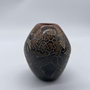 Santa Clara Blackware Carved Pottery Vase