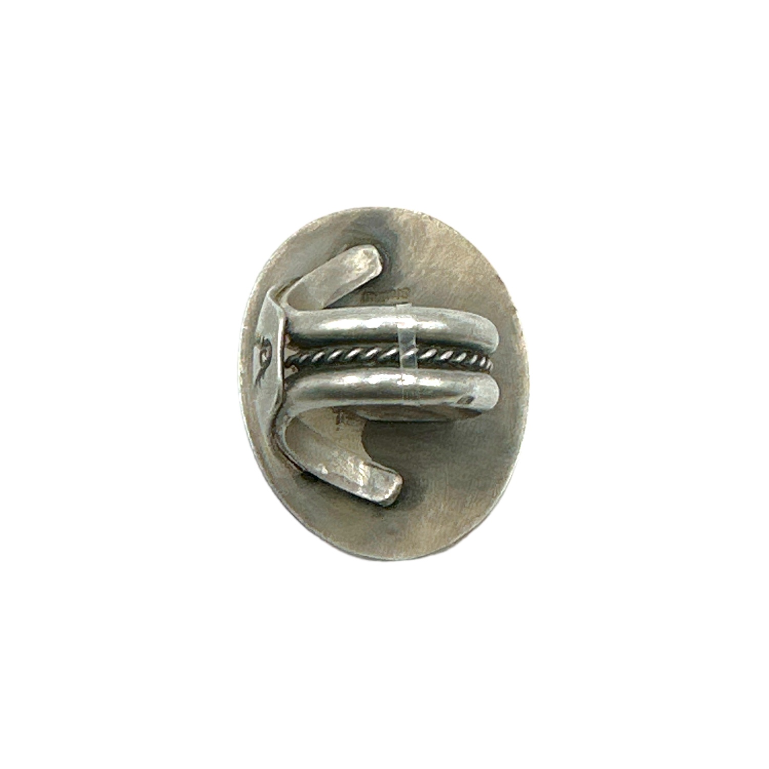 Delbert Secatero Heavy Gauge Sterling Silver & White Buffalo Ring - Sz. 9.25