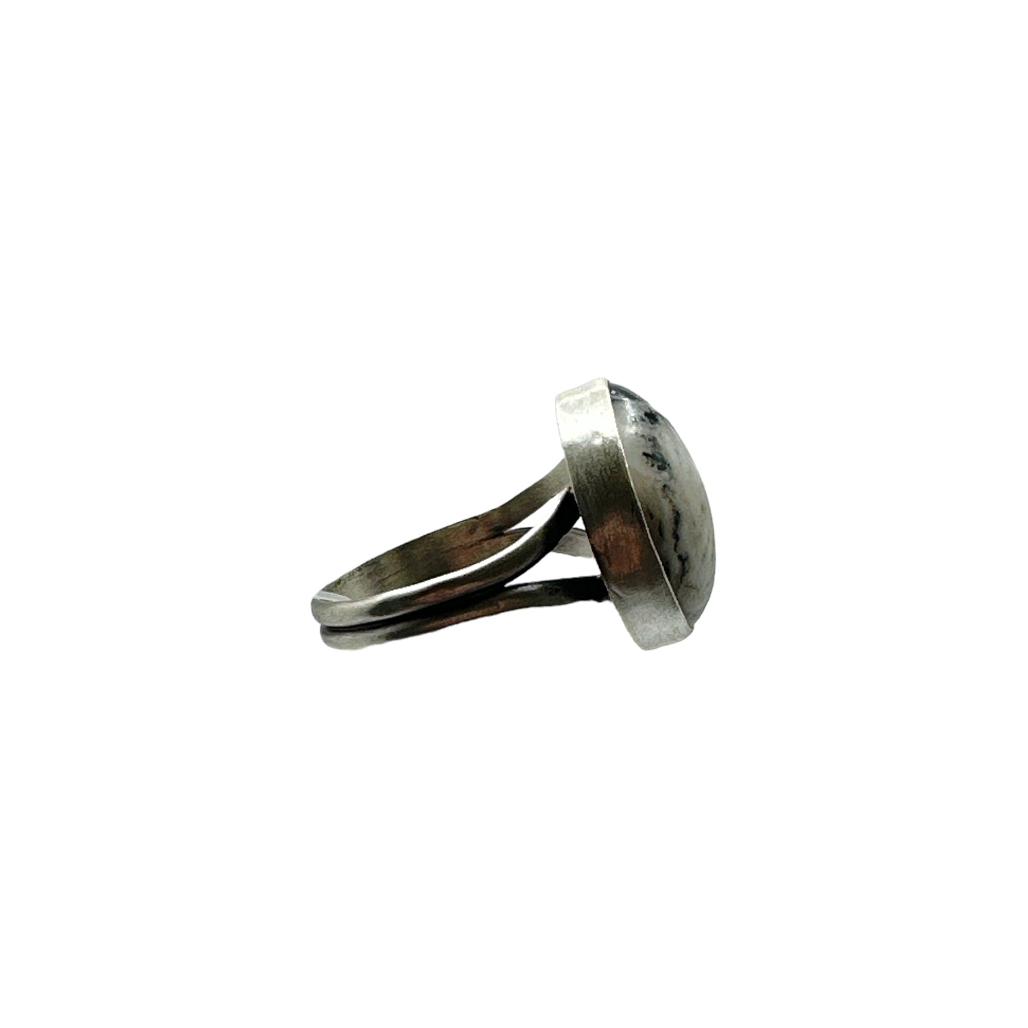 Sterling Silver & White Buffalo Split Shank Ring - Sz. 7.25