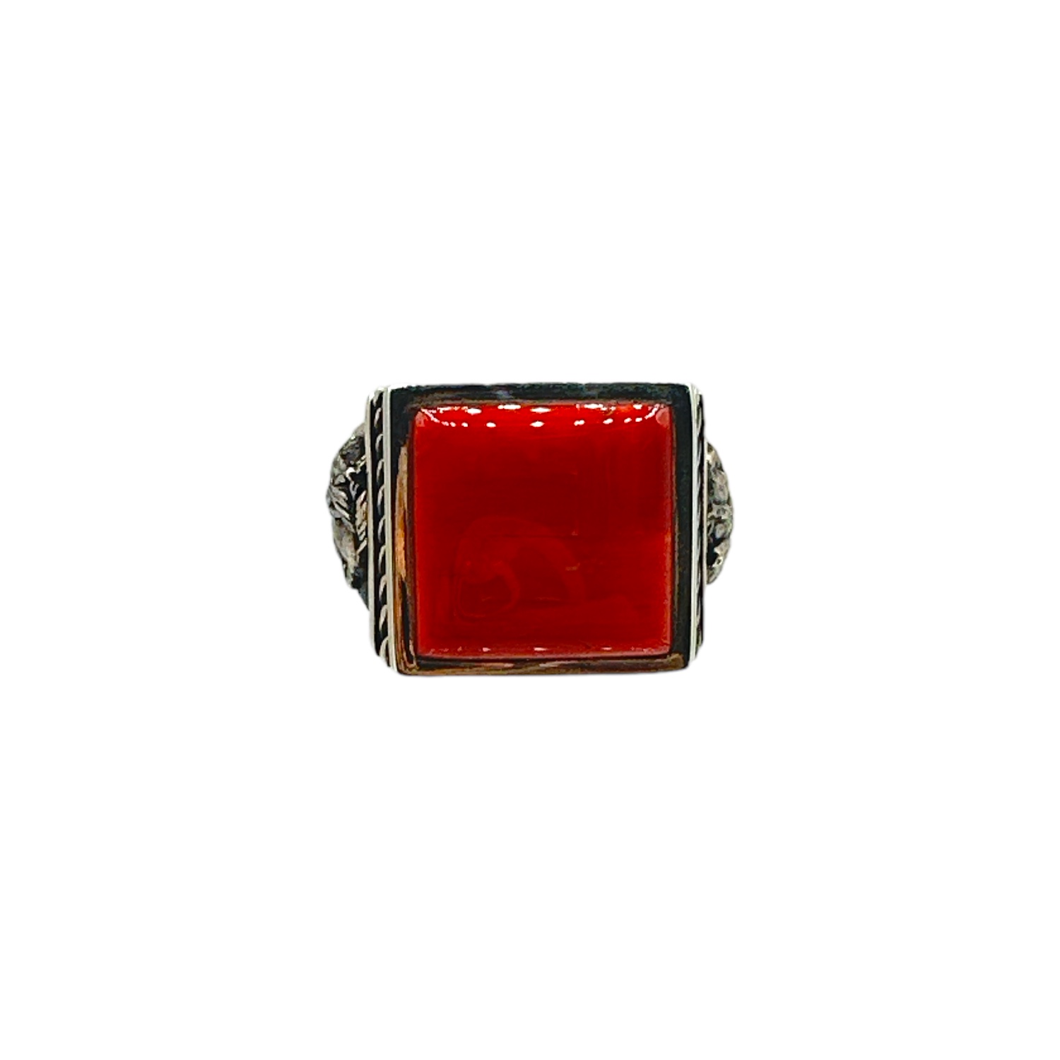 Studio GL Miller Heavy Gauge Sterling Silver & Coral Men's Ring - Sz. 11.5