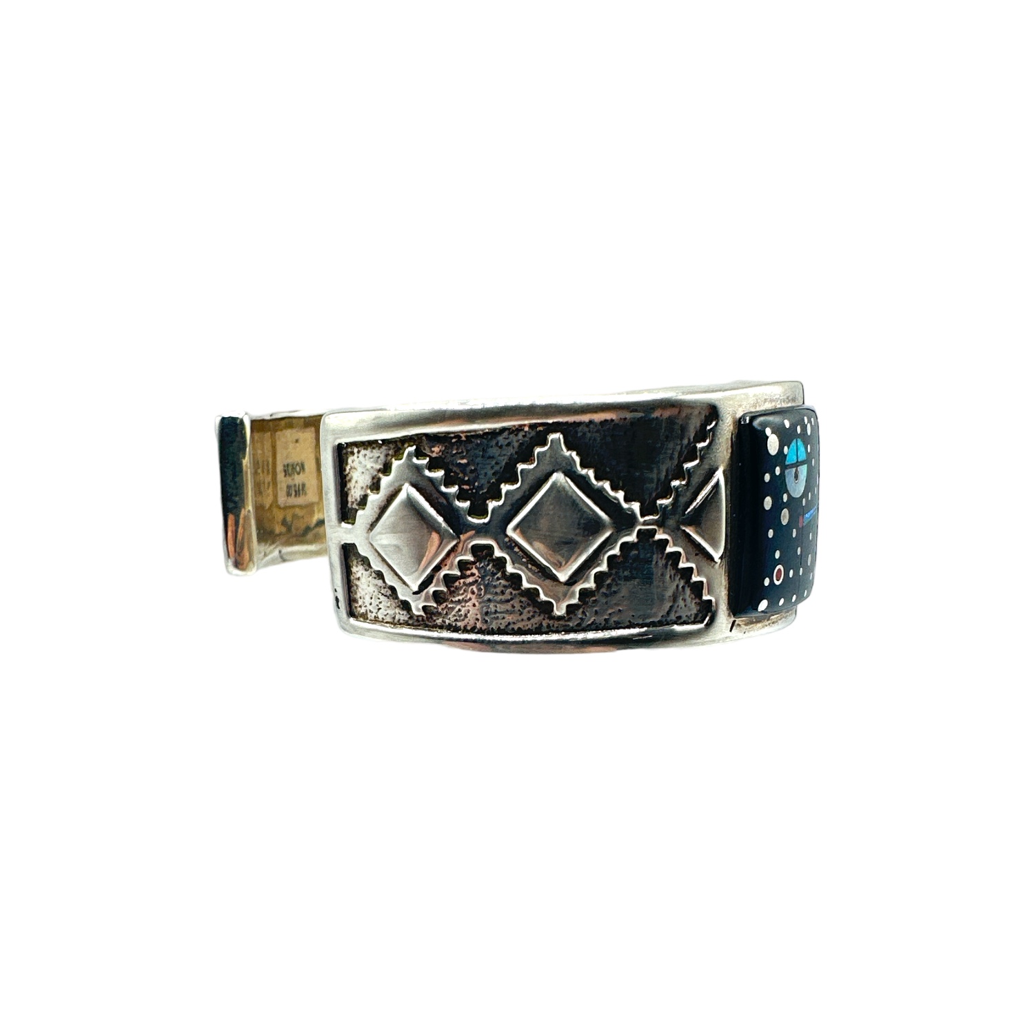 Fred Begay Sterling Silver Multi-Stone Inlay Cuff Bracelet