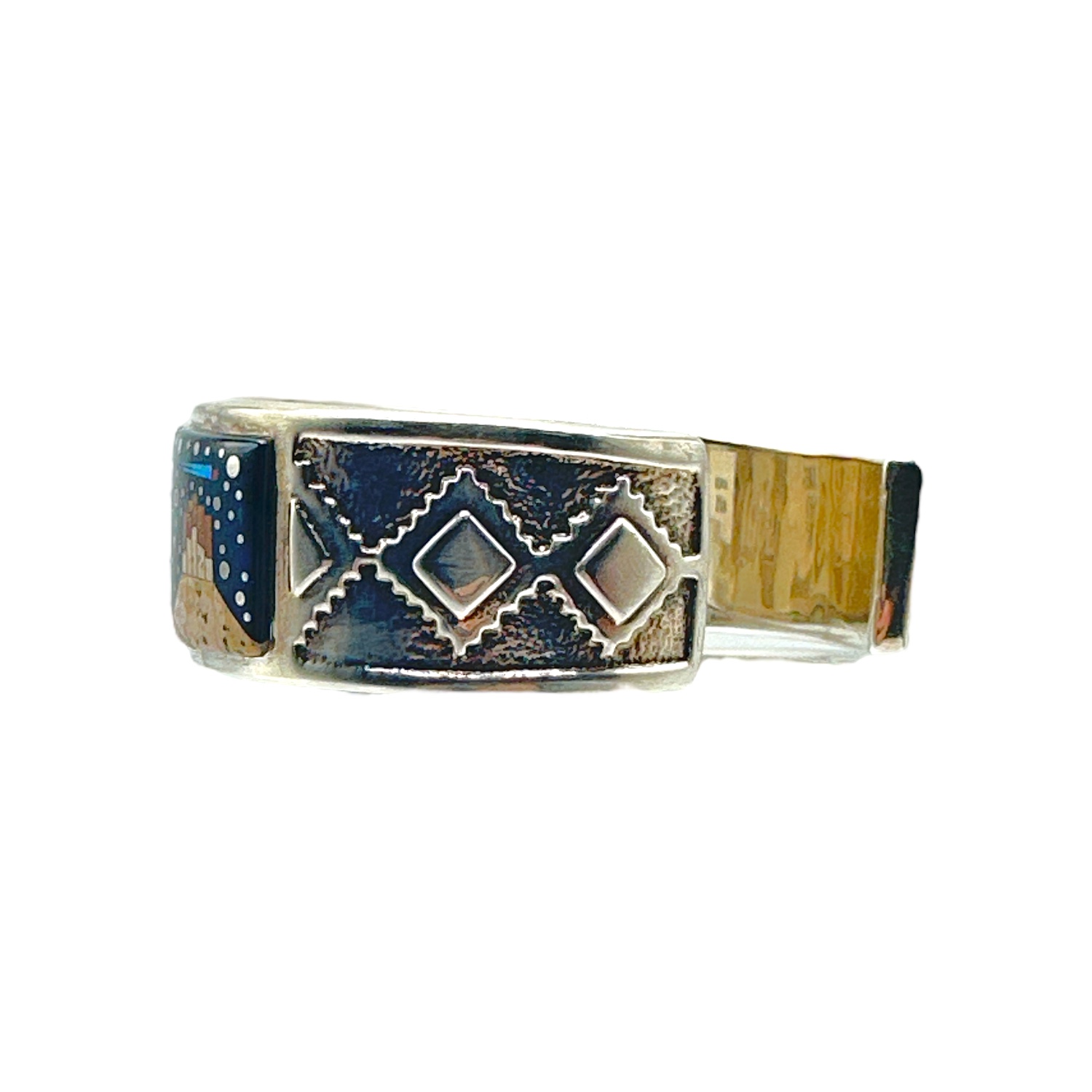 Fred Begay Sterling Silver Multi-Stone Inlay Cuff Bracelet