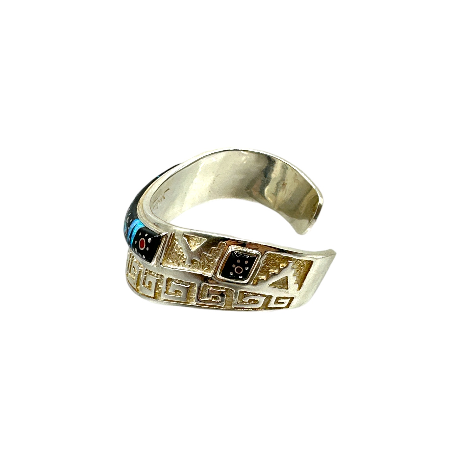 Fred Begay Sterling Silver Multi-Stone Inlay Cuff Bracelet