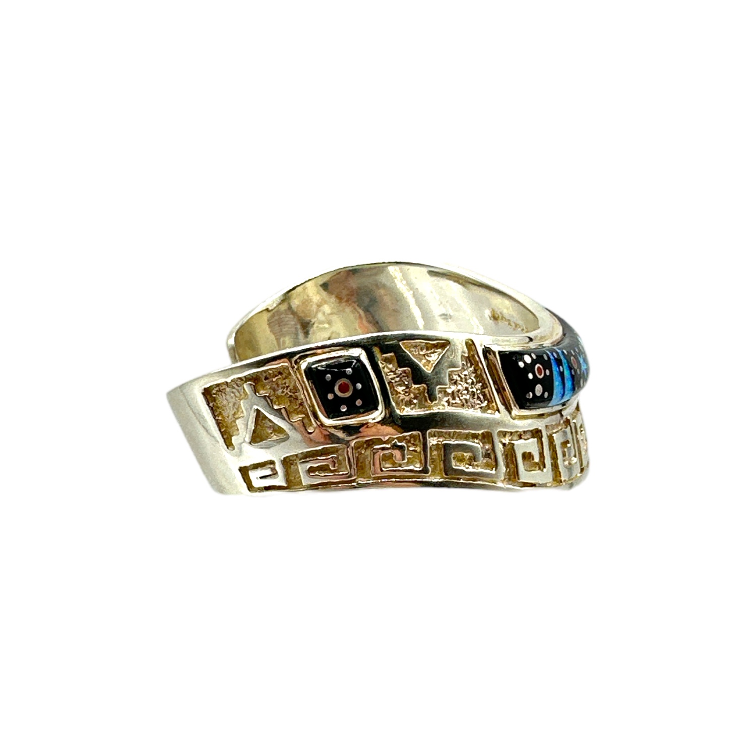 Fred Begay Sterling Silver Multi-Stone Inlay Cuff Bracelet