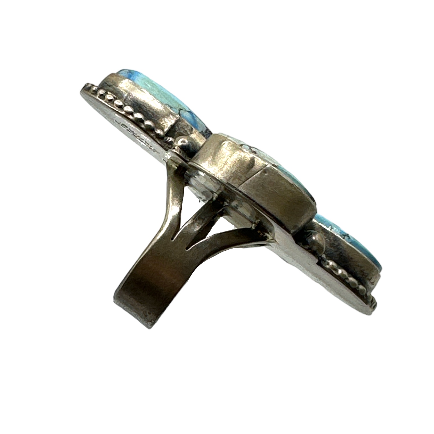 Bobby Johnson Sterling Silver & Golden Hills Turquoise Split Shank Ring - Sz. 5.75