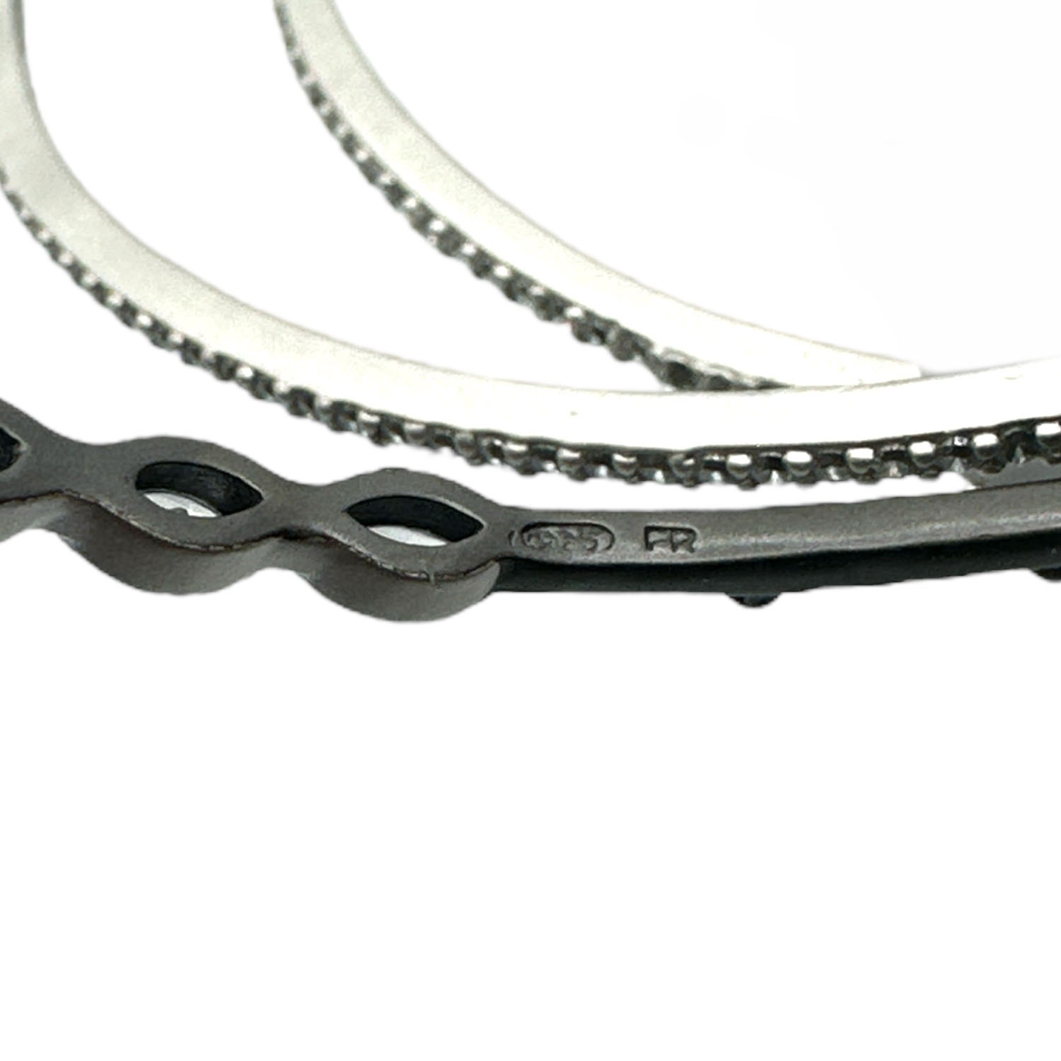 Freida Rothman Sterling & Rhodium Signature Marquise Station 3-Stack Bangle Bracelet