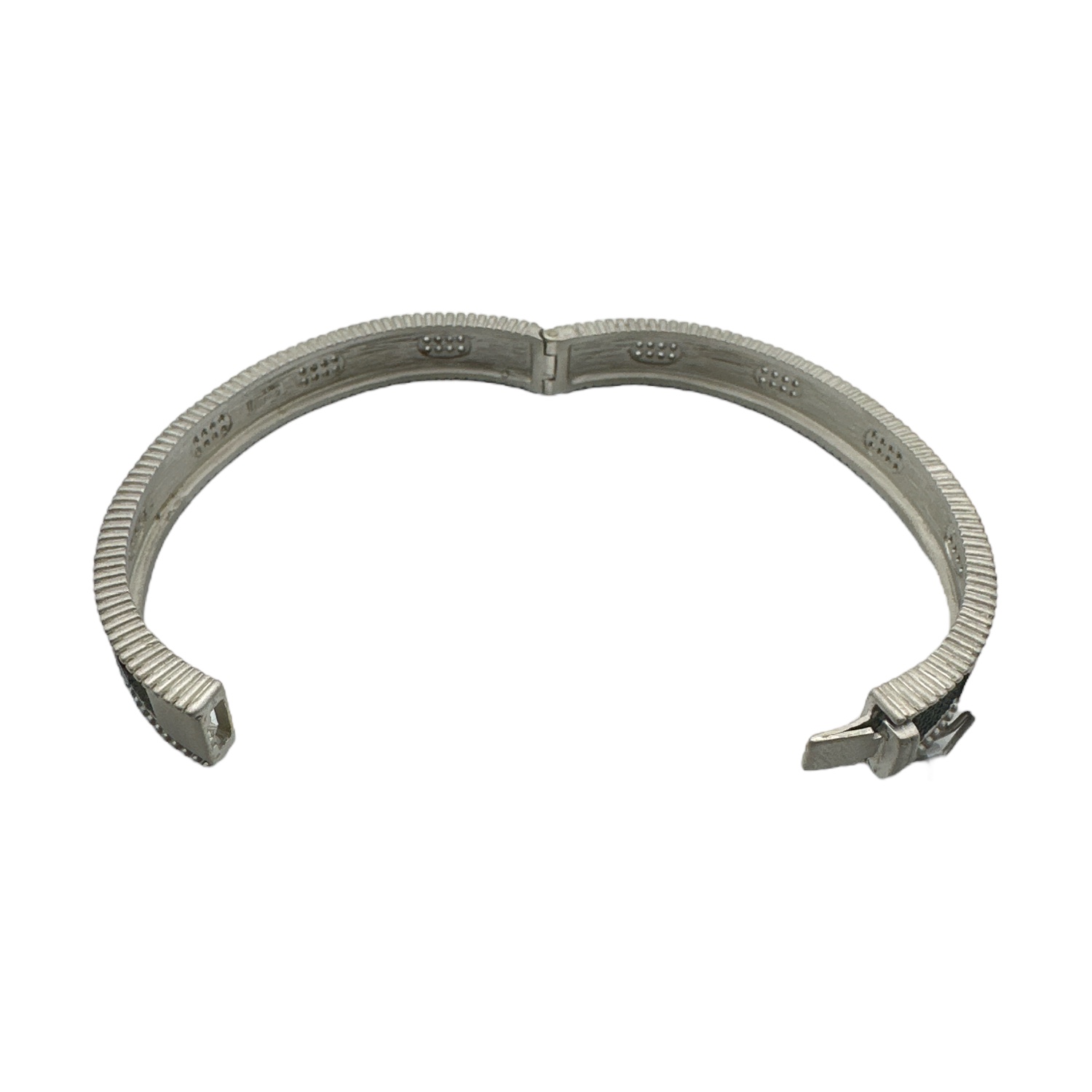 Freida Rothman Sterling Silver & Black Rhodium Oval Eternity Hinged Bangle Bracelet