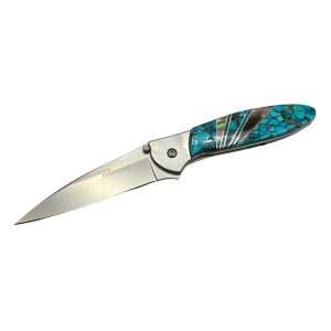 KERSHAW Liner Lock Folding Flipping Pocket Knife w/ MOP & Turquoise Handle