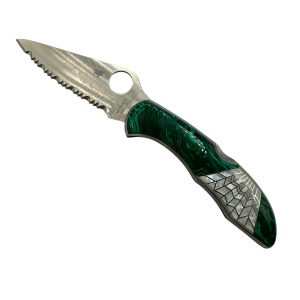 SPYDERCO Folding Locking Pocket Knife w MOP & Malachite Handle