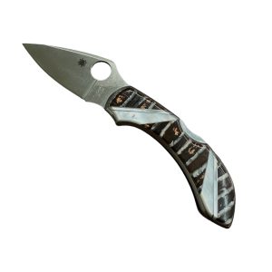 SPYDERCO Mammoth Tooth Natural Fusion & Mother of Pearl Handle Folding Pocket Knife