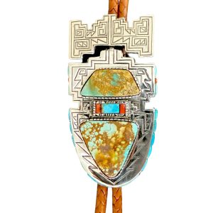 Tony B. Chino Sterling Silver & Multi-Stone Inlay Bolo Tie