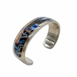 GL Miller Sterling Silver & Agate Inlaid Cuff Bracelet