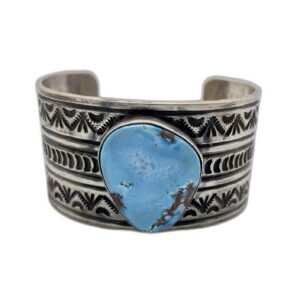 Golden Hills Turquoise and Engrave Sterling Silver Cuff Bracelet