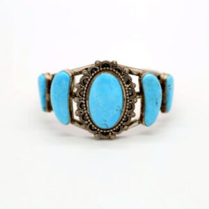 Sterling Silver & Sleeping Beauty Turquoise Tri-Shank Bracelet