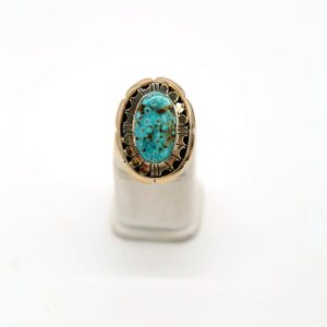 Navajo Sterling Silver & No. 8 Turquoise Split Shank Ring