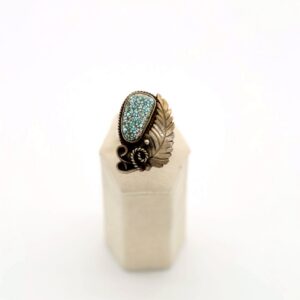 Navajo Sterling Silver & Spiderweb Turquoise Split-Shank Ring