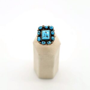Navajo Sterling Silver & Kingman Turquoise Split Shank Ring