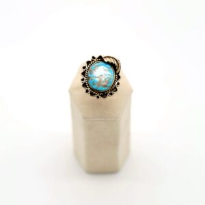 Navajo Sterling Silver & Bisbee Turquoise Split Shank Ring
