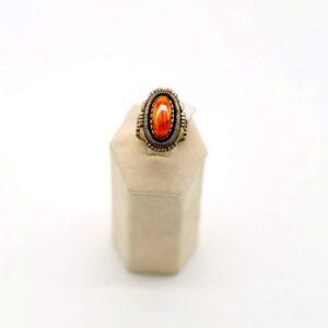 Navajo Sterling Silver & Spiny Oyster Shell Quad Split Shank Ring