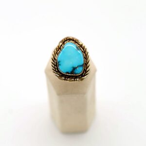Navajo Sterling Silver & Kingman Turquoise Split Shank Ring