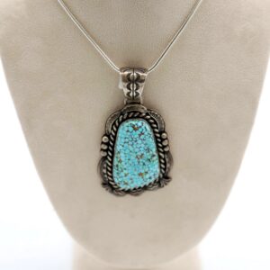 Navajo Sterling Silver & No. 8 Turquoise Pendant Necklace