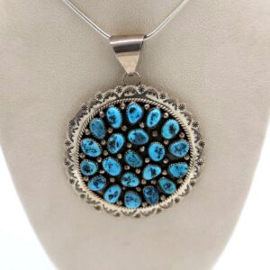 Sterling Silver & Kingman Turquoise Pendant Necklace