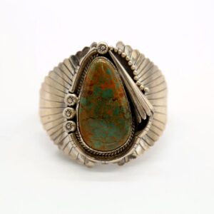 Sterling Silver & Royston Turquoise Wide Cuff Bracelet