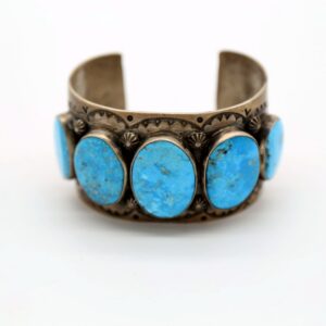 Sterling Silver & Sleeping Beauty Turquoise Wide Cuff Bracelet