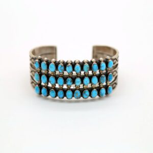 Sterling Silver & Kingman Turquoise Wide Cuff Bracelet
