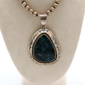 Navajo Sterling Silver & Red Mountain Turquoise Pendant Necklace