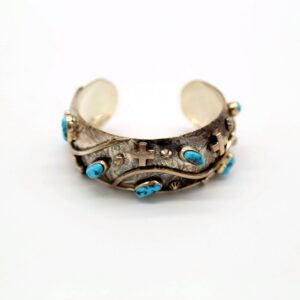 Sterling Silver & Kingman Turquoise Wide Cuff Bracelet
