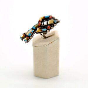 Zuni Sterling Silver & Multi-Stone Rainbow Man Split Shank Ring