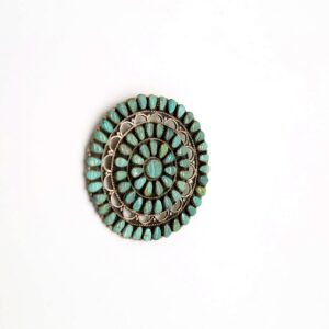 Zuni Sterling Silver & Blue Moon Turquoise Petit Point Belt Buckle