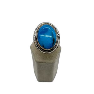 Oval Sleeping Beauty Turquoise And Shiny Sterling Silver Ring