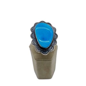 Pear Shaped Kingman Turquoise And Sterling Silver Ring
