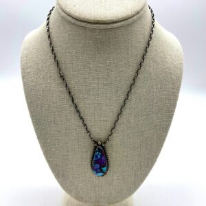 Sterling Silver & Purple Mojave Turquoise Pendant Necklace