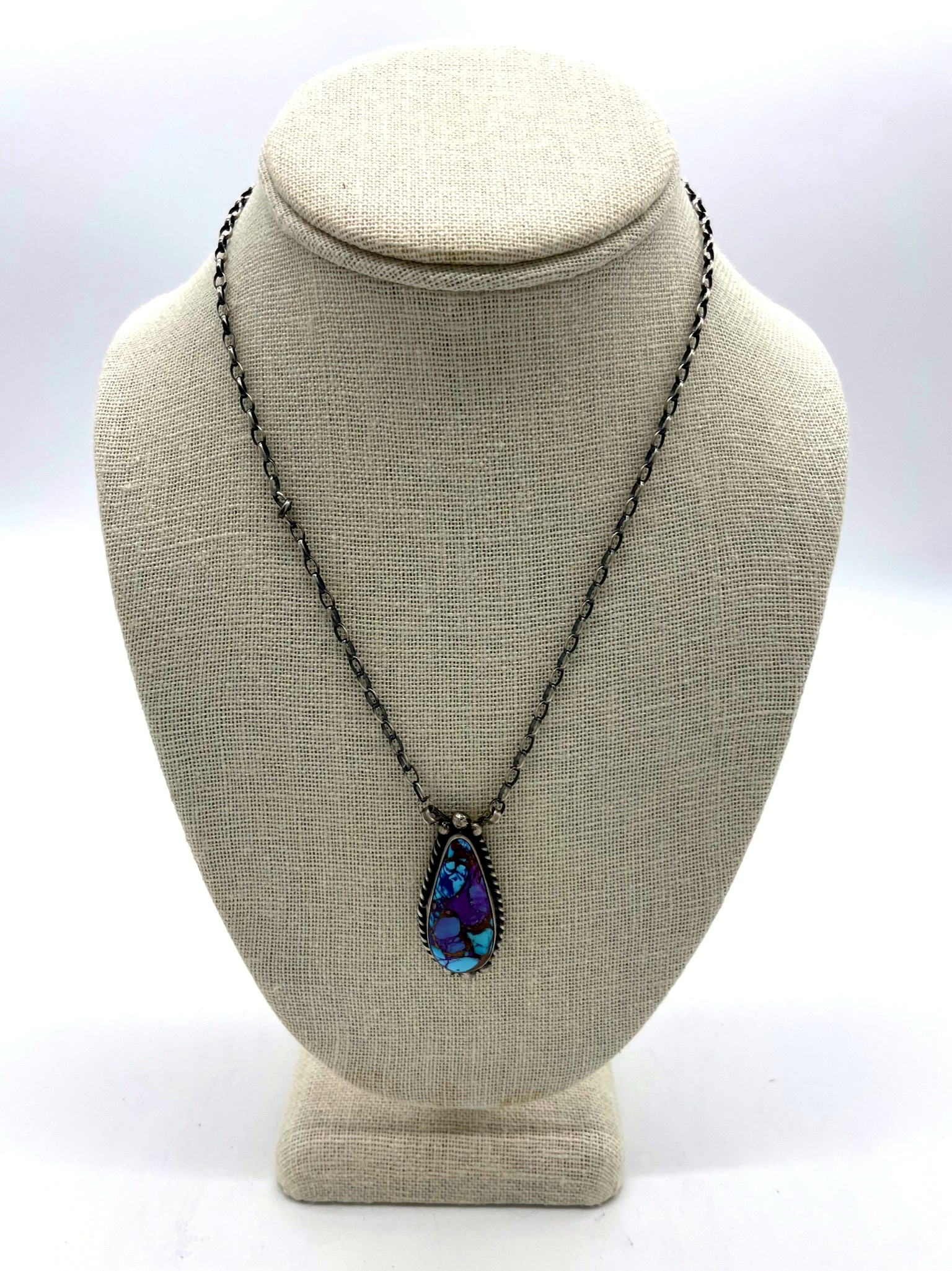 Sterling Silver & Purple Mojave Turquoise Pendant Necklace