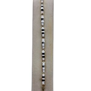 A Touch of Santa Fe Sterling Silver, White Buffalo & Onyx Inlaid Link Bracelet