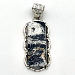 Rectangle White Buffalo & Sterling Silver Pendant