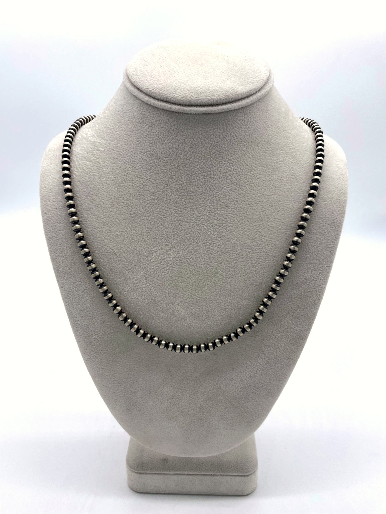 Navajo Sterling Silver Bench Bead Necklace