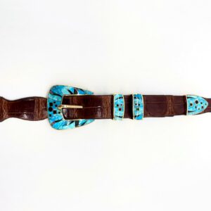 Sonoran Turquoise, Onyx And multicolor Opal inlay Gold Ranger Buckle