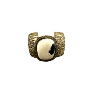 Delbert Secatero Sterling Silver & White Buffalo Cuff Bracelet