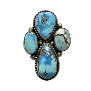 Bobby Johnson Sterling Silver & Golden Hills Turquoise Split Shank Ring - Sz. 5.75