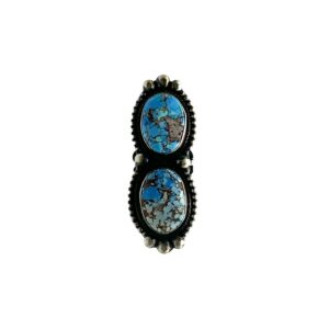 Kathleen Livingston Sterling Silver & Golden Hills Turquoise Split Shank Ring - Sz. 6.75