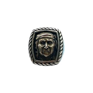 Studio GL Miller Heavy Gauge Sterling Silver & Turquoise Indian Head Men's Ring - Sz. 11
