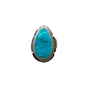 Sterling Silver & Kingman Turquoise Split-Shank Ring - Sz. 7