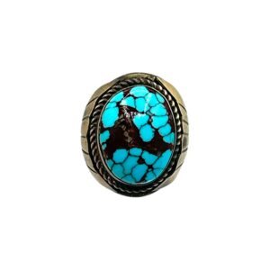 Zia Heavy Gauge Sterling Silver & Turquoise Men's Ring - Sz. 11.75