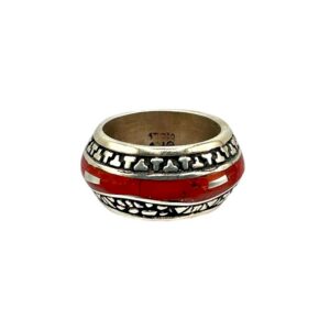 Studio GL Miller Heavy Gauge Sterling Silver & Coral Men's Ring - Sz. 10.5