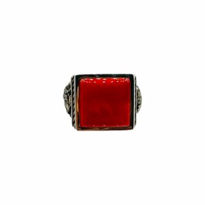 Studio GL Miller Heavy Gauge Sterling Silver & Coral Men's Ring - Sz. 11.5