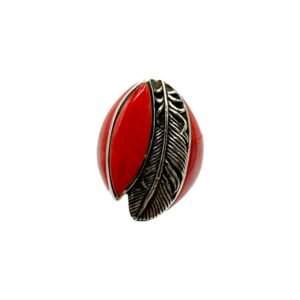 Studio GL Miller Heavy Gauge Sterling Silver & Coral Men's Ring - Sz. 7.5
